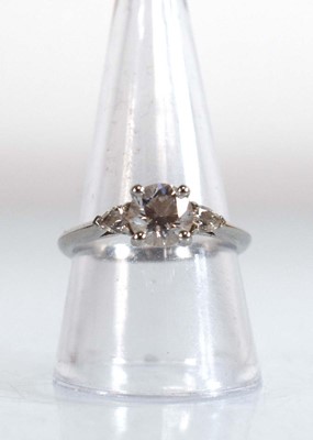 Lot 547 - A platinum ring set brilliant cut lab grown...