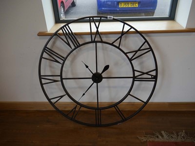 Lot 1201 - Large metal wall clock with Roman numerals