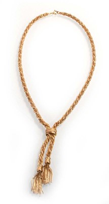 Lot 552 - A 9ct yellow gold ropetwist necklace with...