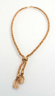 Lot 552 - A 9ct yellow gold ropetwist necklace with...