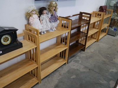 Lot 1215 - 5 folding wooden portable bookcases