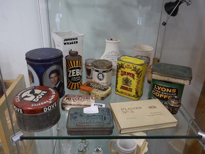 Lot 1220 - Shelf of various collectable vintage tins,...