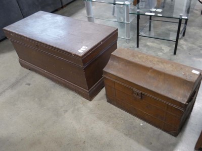 Lot 1230 - 2 trunks (1 tin and 1 wooden)
