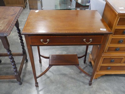 Lot 1235 - Inlaid side table with drawer and shelf under