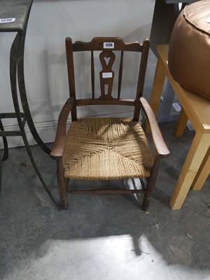 Lot 1239 - Child's carver chair with rope seat