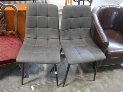 Lot 1249 - 2 grey faux leather upholstered chairs