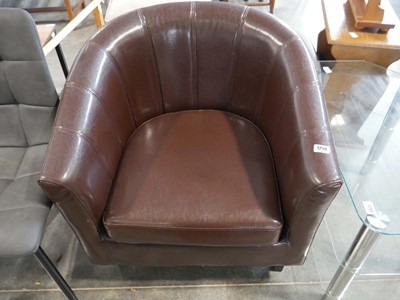 Lot 1250 - Brown faux leather tub chair