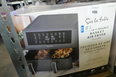 Lot 1136 - Sur la Table double basket air fryer in box