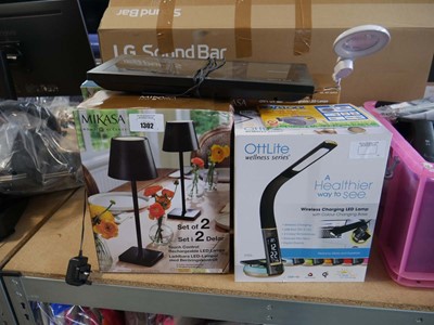 Lot 1302 - 3 Mikasa touch control LED lamps, OttlLite,...