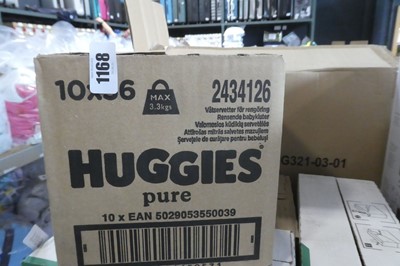 Lot 1168 - 2 boxes of Huggies Pure 10x56 wipes