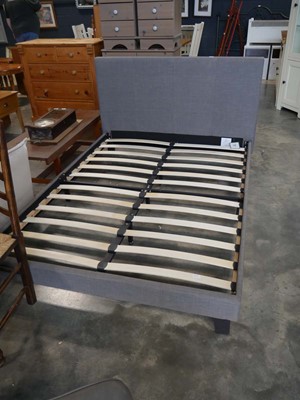 Lot 1267 - Grey upholstered double bed frame