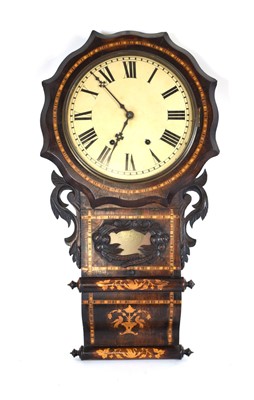 Lot 23 - A late 19th century drop-dial wall clock, the...