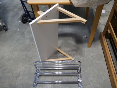 Lot 1289 - Metal towel rail together with a wooden shelf