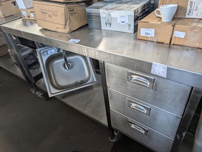 Lot 239 - 150cm stainless steel preparation table with...