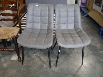 Lot 1295 - 2 grey dining chairs with leatherette covering