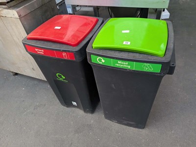 Lot 32 - 1 red and 1 green colour coded waste bins