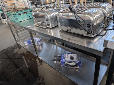 Lot 271 - 220cm stainless steel preparation table with...