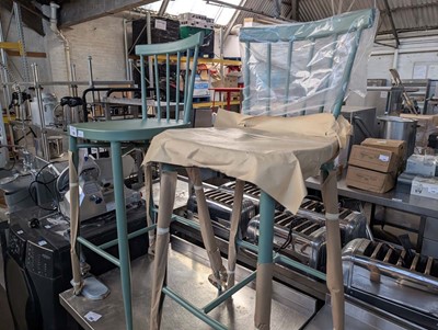 Lot 291 - 2 green bar stools