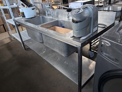 Lot 296 - 190cm double bowl sink unit with attached...