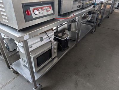 Lot 321 - 240cm stainless steel preparation table with...