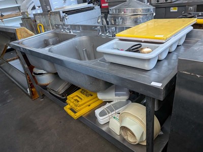 Lot 142 - 180cm stainless steel double bowl sink with...