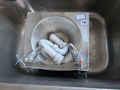 Lot 143 - 30cm stainless steel hand basin with taps