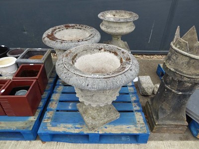 Lot 4123 - 2 large matching concrete urn plant pots on...