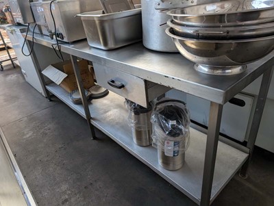 Lot 147 - 240cm stainless steel preparation table with...