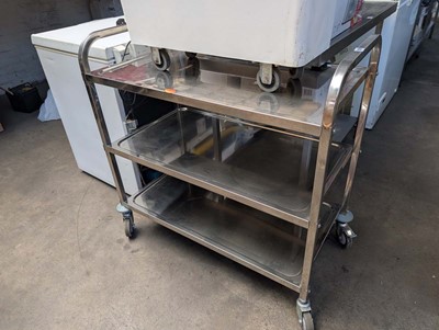 Lot 159 - 94cm mobile stainless steel 3 tier trolley