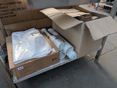Lot 213 - Shelf of heavy duty plastic bin bags. plastic...