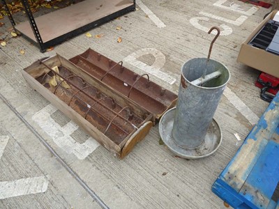 Lot 4138 - 2 cast iron feeder troughs plus a galvanized...