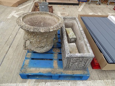 Lot 4139 - Large, heavy concrete trough garden planter...