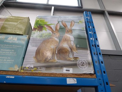 Lot 4085 - Evergreen twin ornamental garden hare set