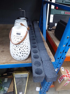 Lot 4092 - Two lengths of rubber garden edging, two LED...
