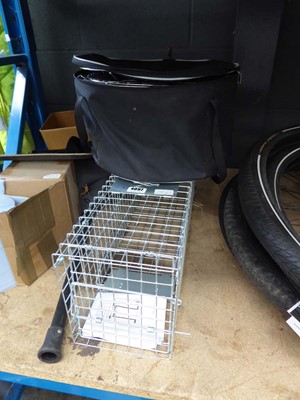 Lot 4097 - Metal humane animal trap and a portable...
