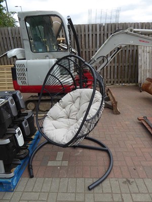 Lot 4175 - Rattan-effect garden swinging egg chair