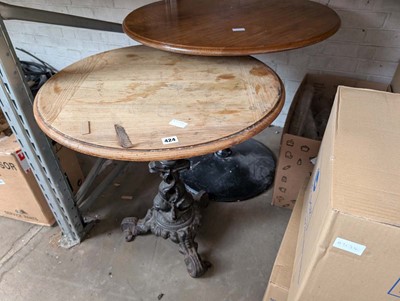 Lot 424 - 2 pub style circular topped tables