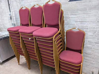 Lot 449 - Approx. 34 metal framed red cloth stacking chairs