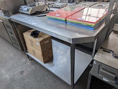 Lot 476 - 140cm stainless steel preparation table with...