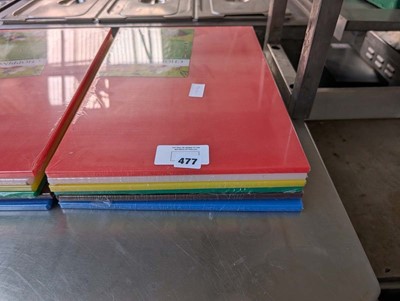 Lot 477 - Set of 5 colour coded food safety chopping boards