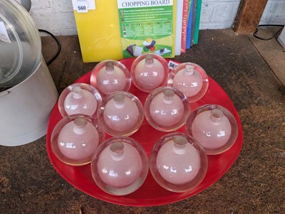 Lot 561 - 10 glass ball shaped candle holders