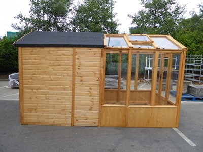 Lot 4241 - Timber garden shed/greenhouse combo (L. 3.73m,...