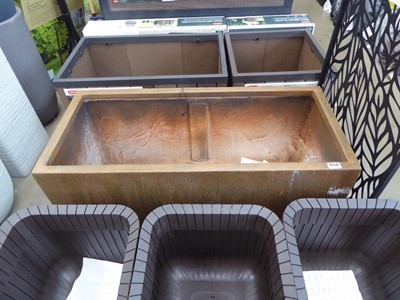 Lot 4250 - Large metal effect resin trough style planter
