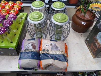 Lot 4272 - 4 heavy duty bird/squirrel feeders, 2 bags of...