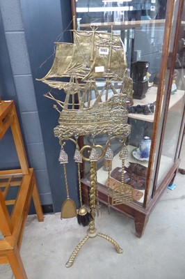 Lot 5002 - Sailing ship stand with 6 piece fire companion...