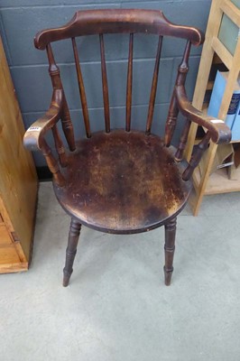 Lot 5021 - Beech stick back penny armchair