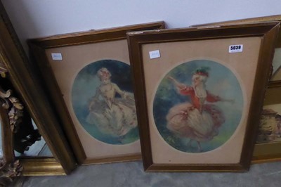 Lot 5039 - 2 French prints, elegant ladies