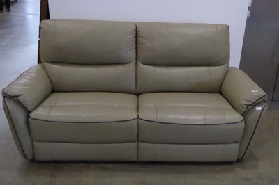 Lot 5046 - Mushroom leather effect 3 seater sofa
