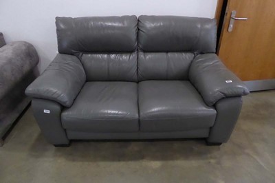 Lot 5054 - Grey leather effect 2 seater sofa