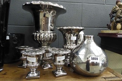 Lot 5059 - Quantity of silver painted urns, vases, and...